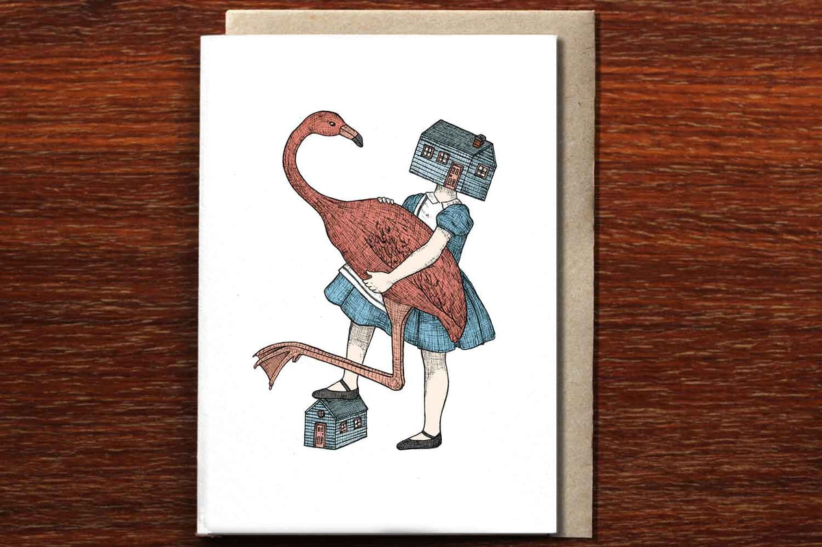 Alice and the Flamingo - Whimsical Greeting Cards