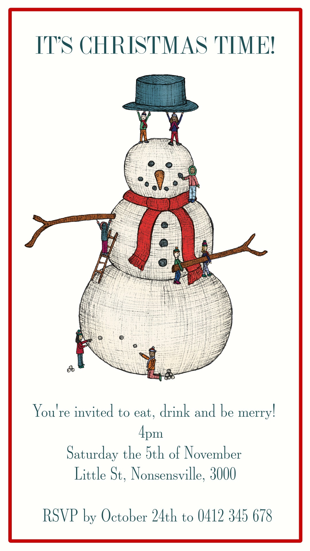 Christmas Party Snowman - Digital Invitation