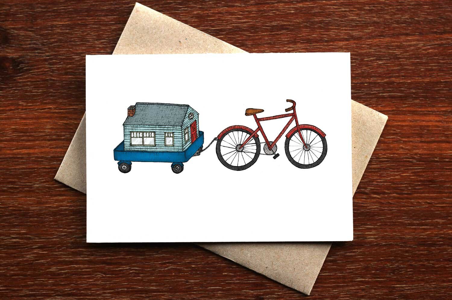 Home on a Bicycle - Greeting Card