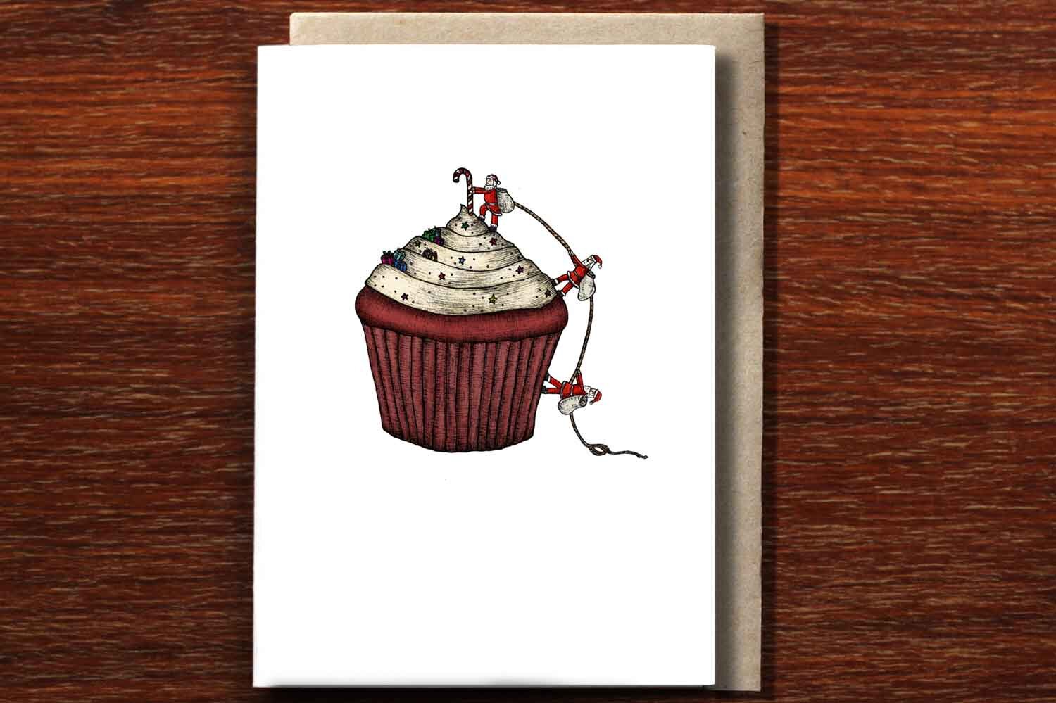 Santa Claus Cupcake  - Christmas Card