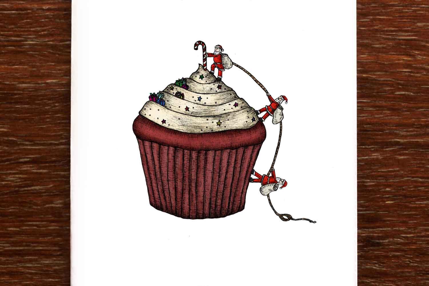 Santa Claus Cupcake  - Christmas Card