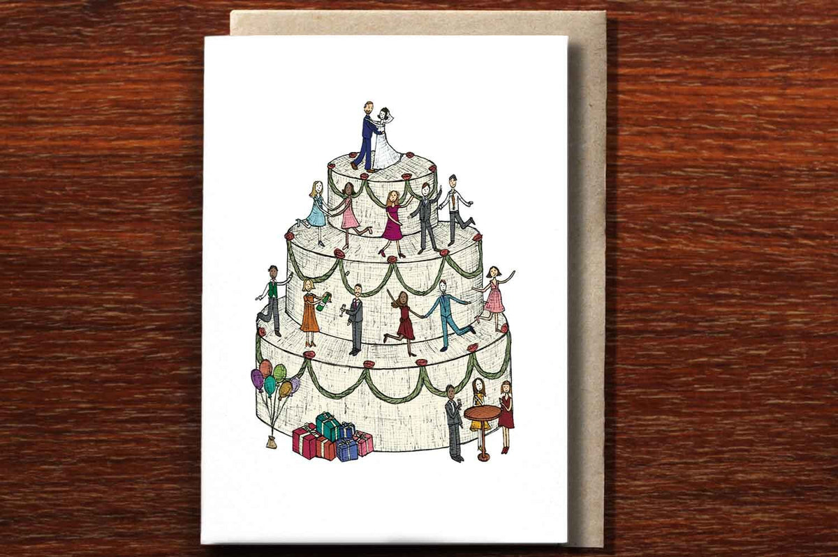 Wedding Cake Bride & Groom - Congratulations Wedding Card