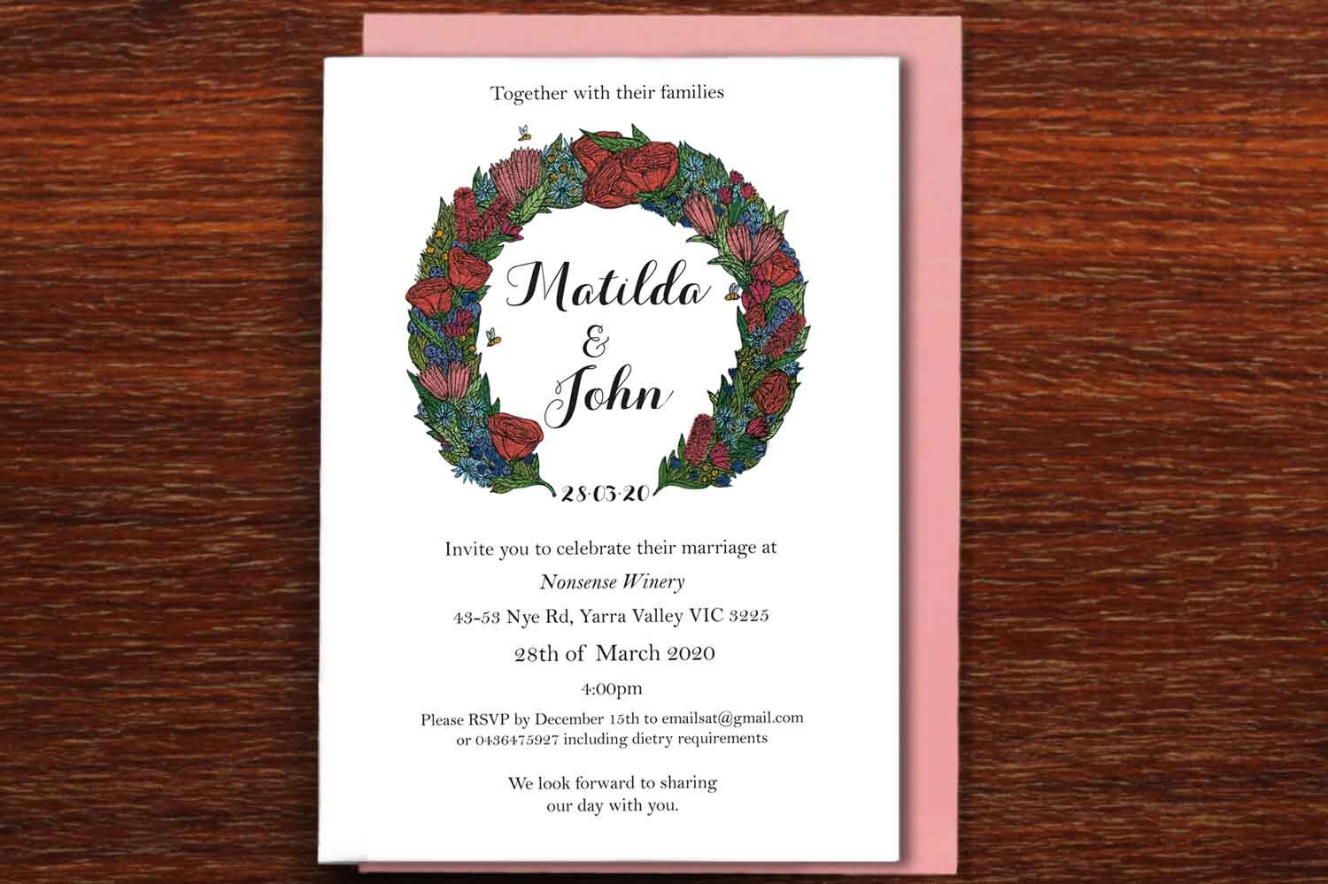 Native Wreath - Wedding Invitation Complete Set