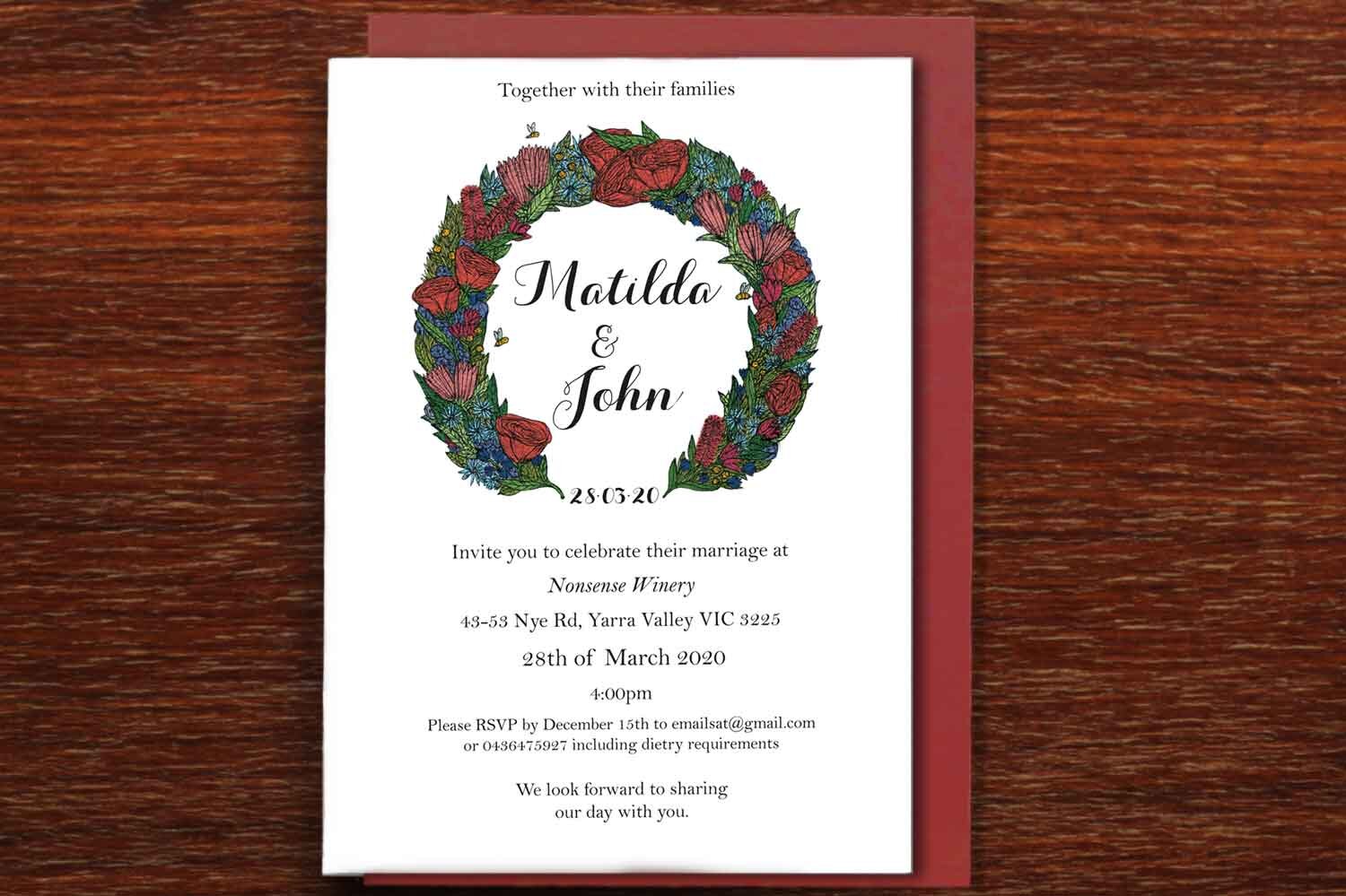 Native Wreath - Wedding Invitation