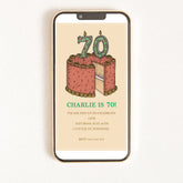 70th Birthday Cake - Digital Invitation