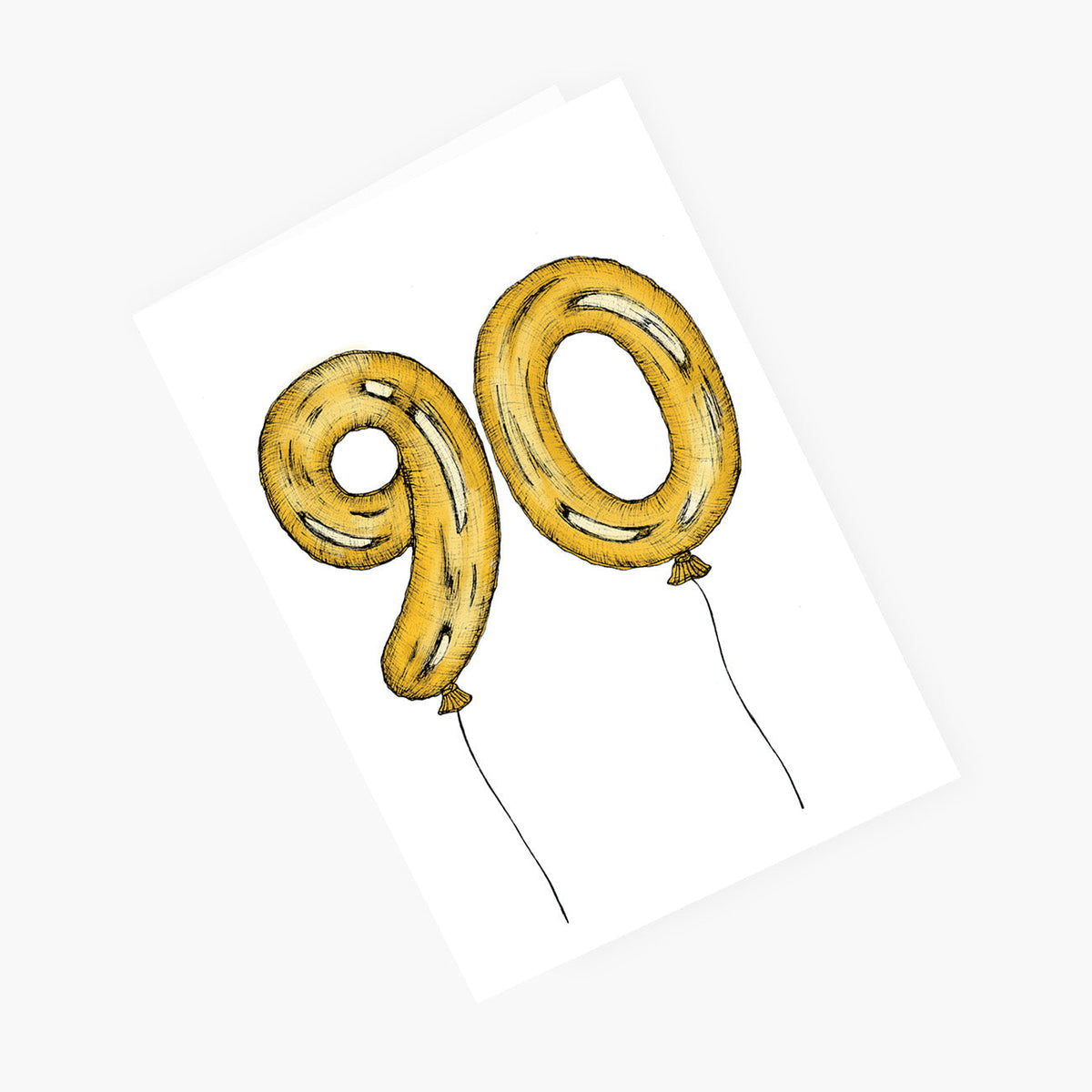 Ninetieth Balloons - 90th Birthday Card