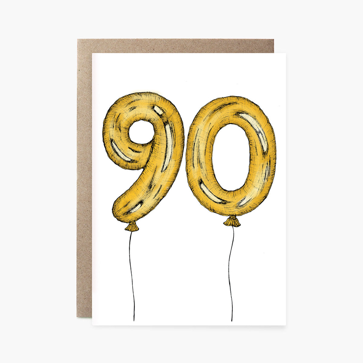 Ninetieth Balloons - 90th Birthday Card