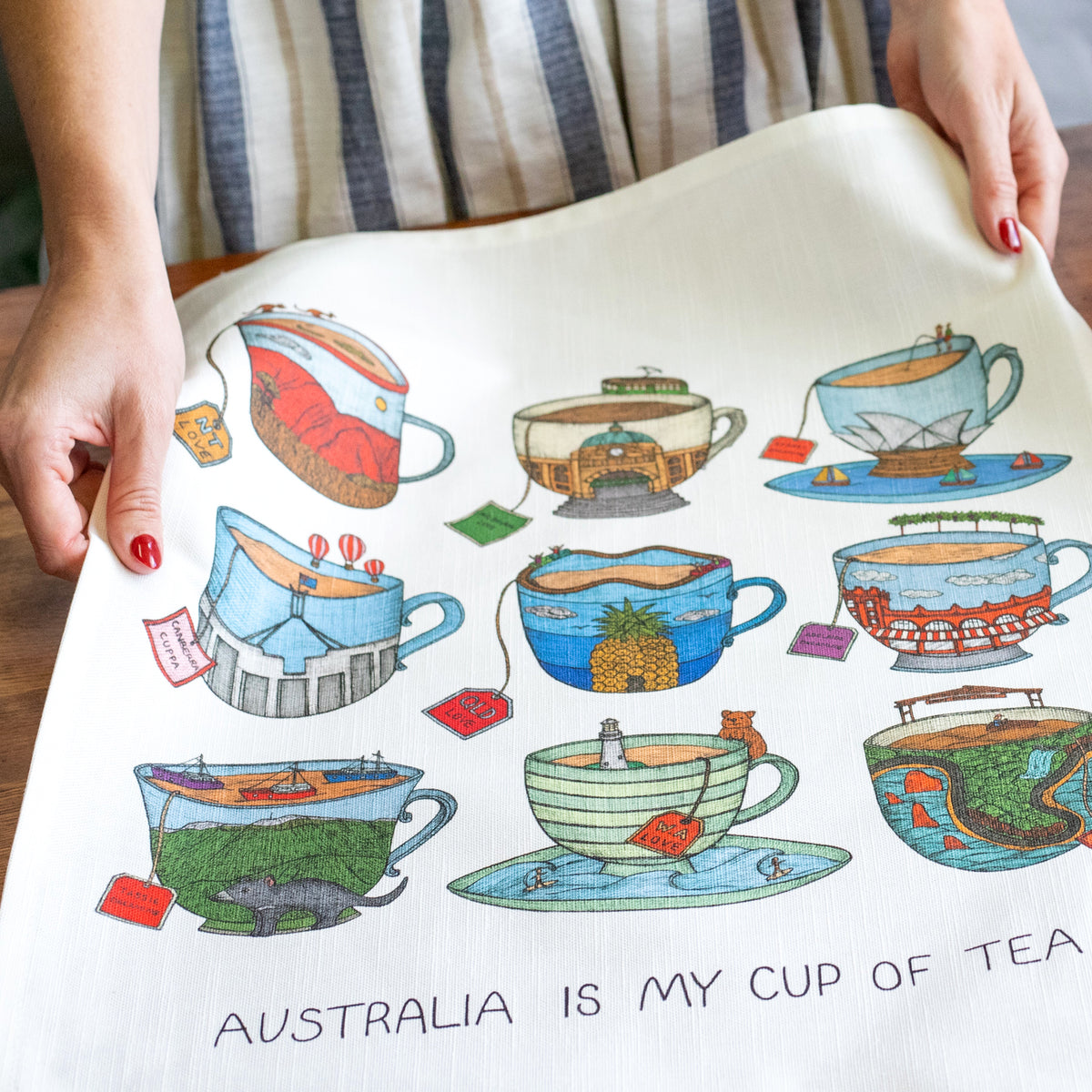 Aussie Teacups - Art Tea Towels