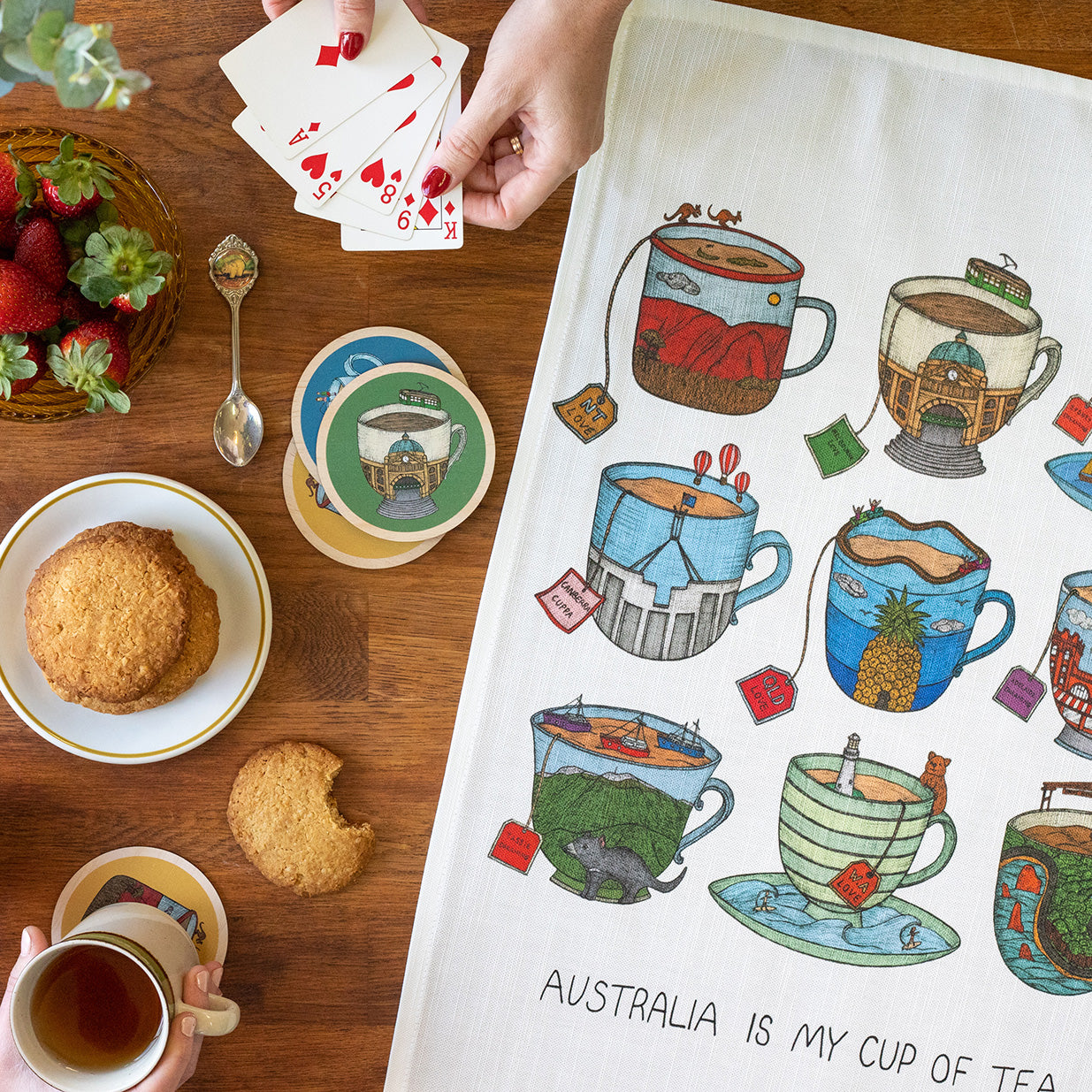 Aussie Teacups - Art Tea Towels