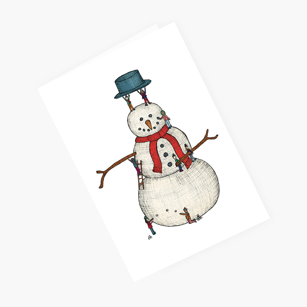 Building a Snowman - Christmas Card