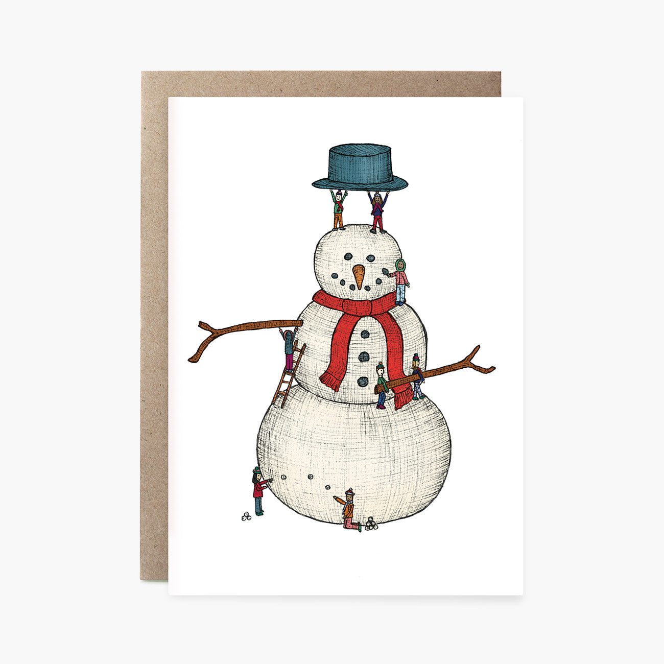 Building a Snowman - Christmas Card