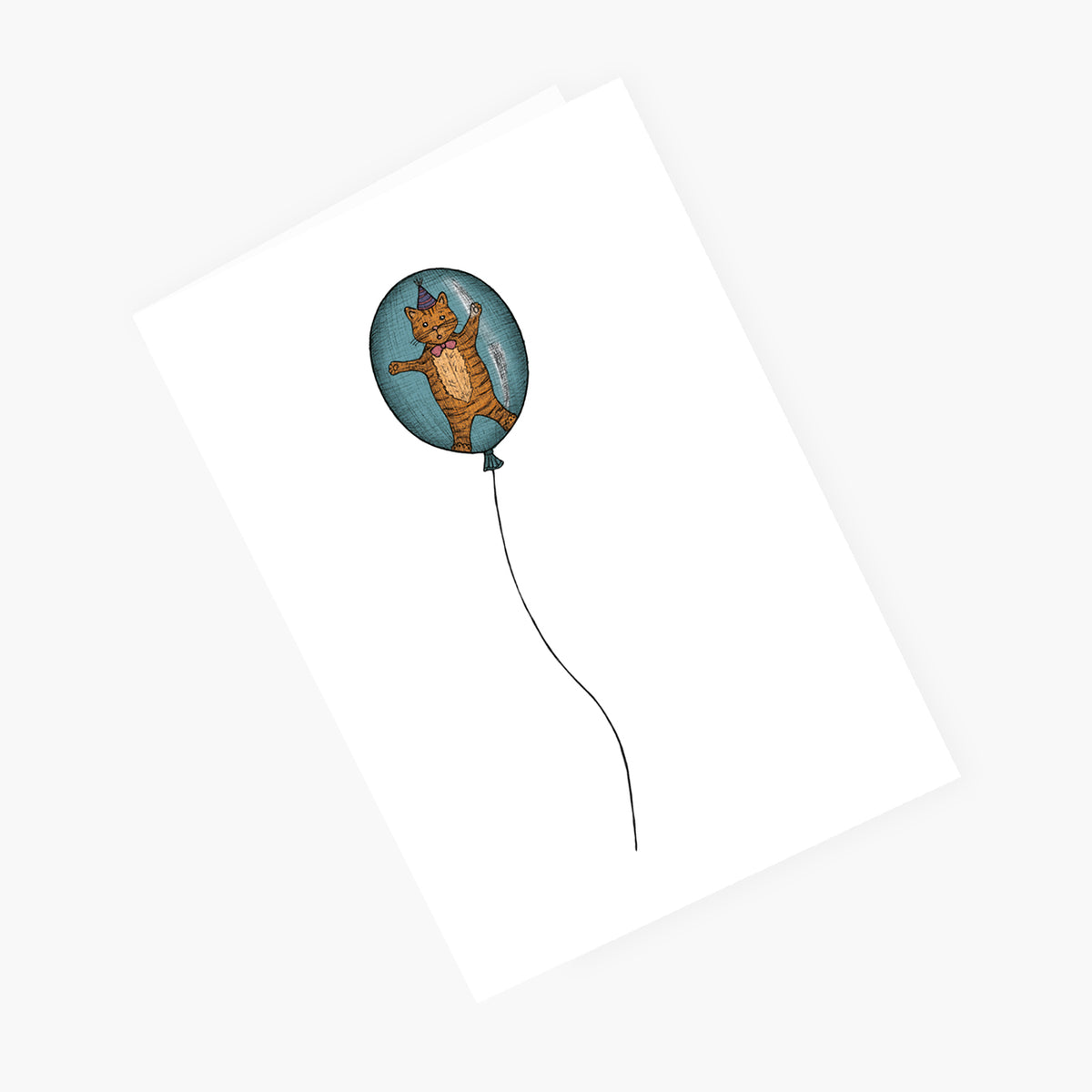Cat in a Balloon - Happy Birthday Card