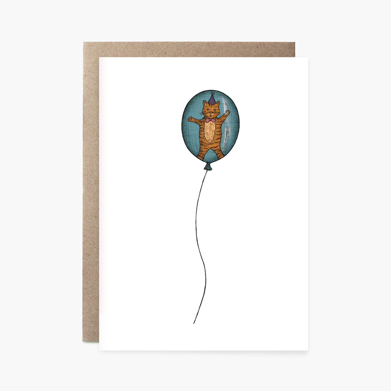 Cat in a Balloon - Happy Birthday Card