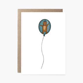 Cat in a Balloon - Happy Birthday Card