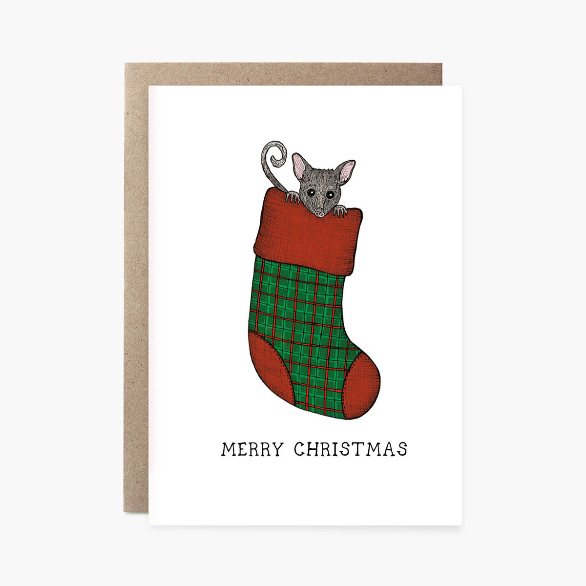 Possum Stocking - Christmas Card