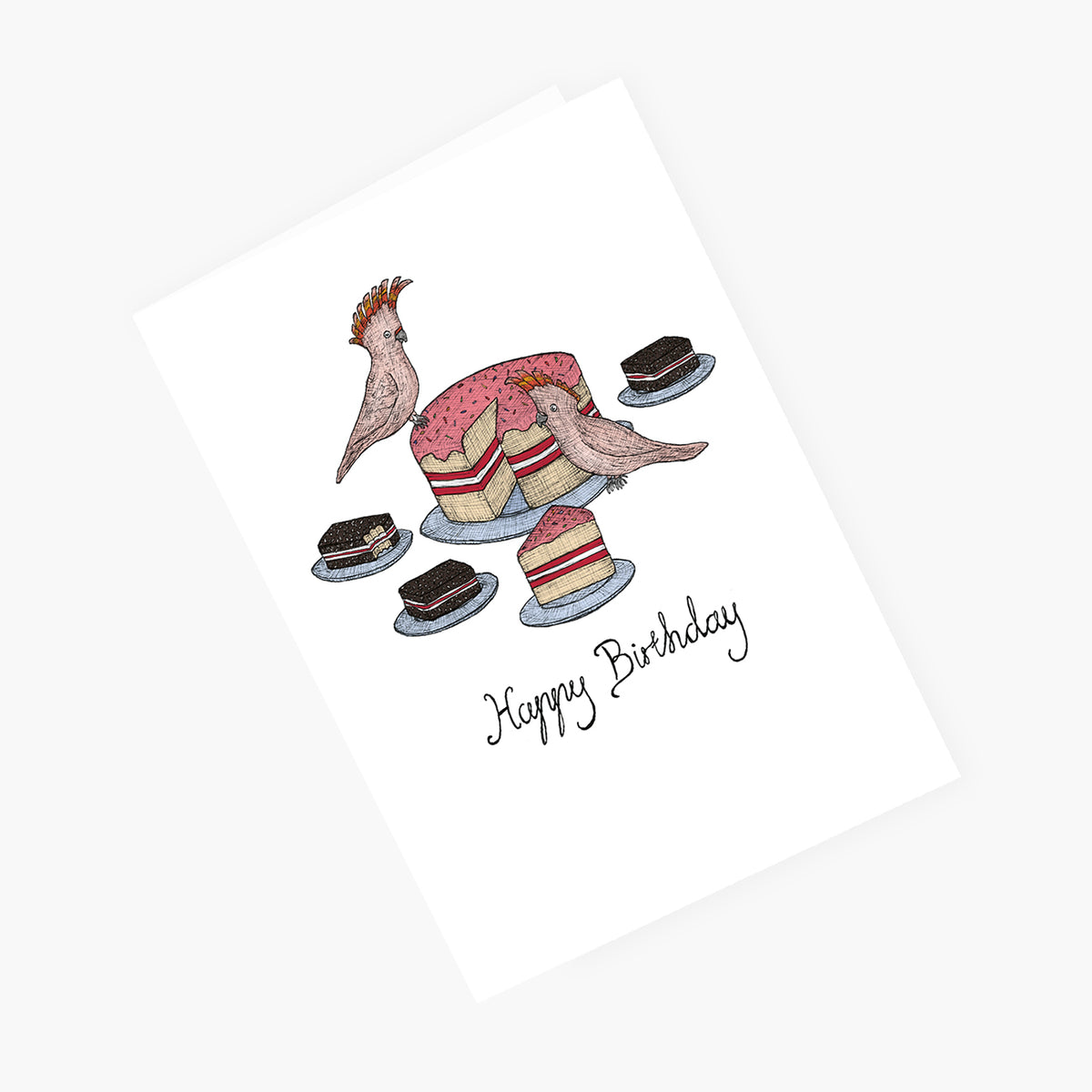 Cockatoos and Cake - Australian Birthday Card