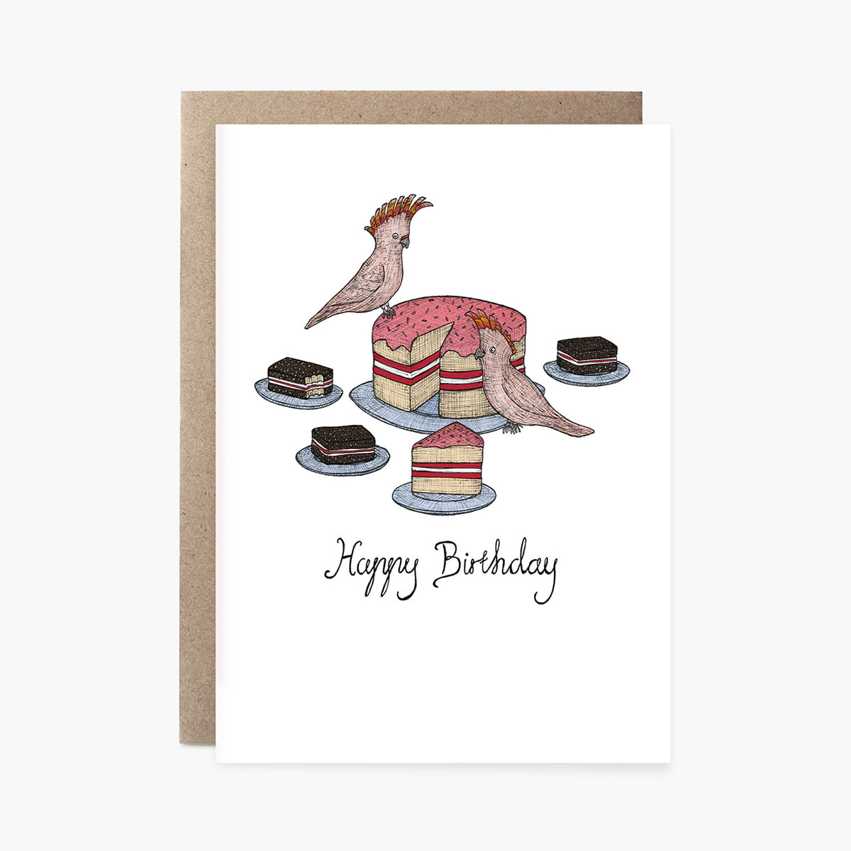 Cockatoos and Cake - Australian Birthday Card