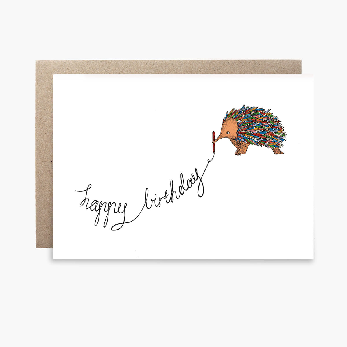 Colouring Echidna - Australian Birthday Card