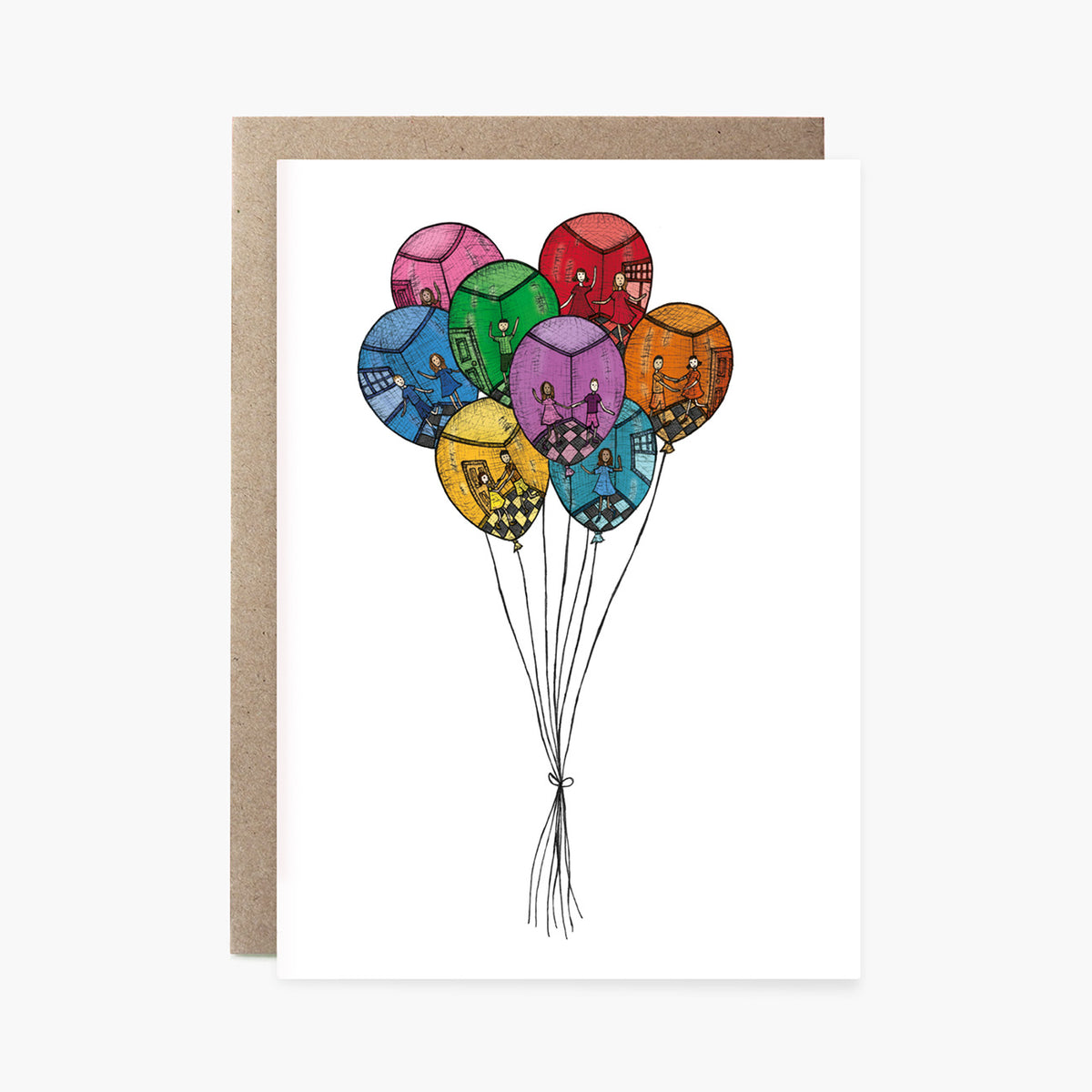 Dancing in Balloons - Greeting Card