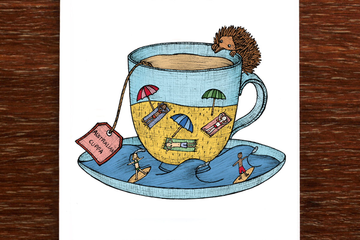 Teacup Aussie Beach - Australian Greeting Card