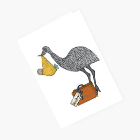 Emu with a Baby - Card for Newborn