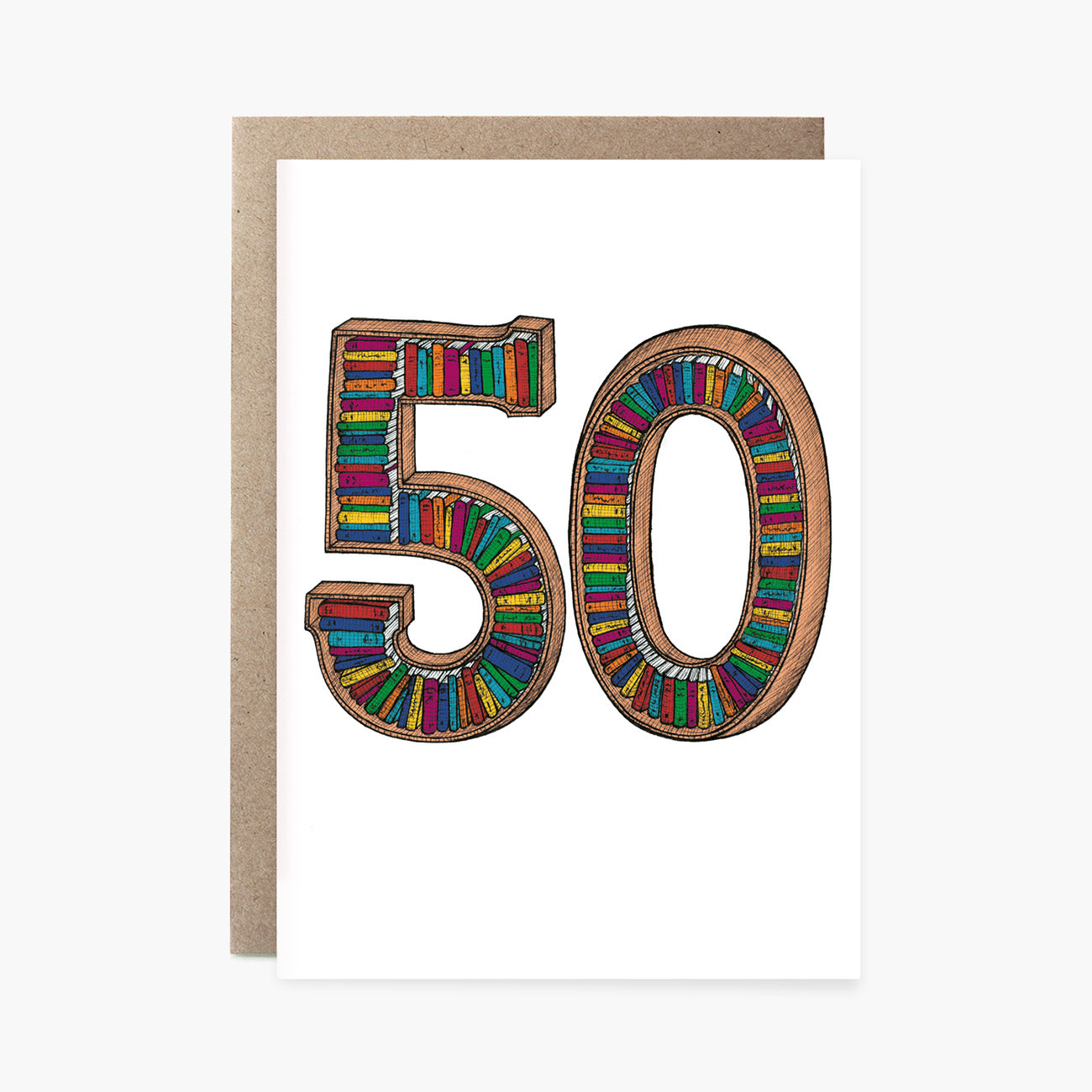 Fiftieth Birthday Bookcase - 50th Birthday Card