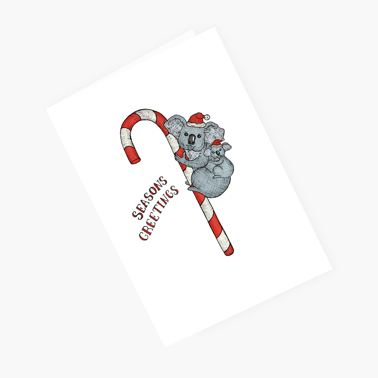 Koala Candy Cane - Christmas Card