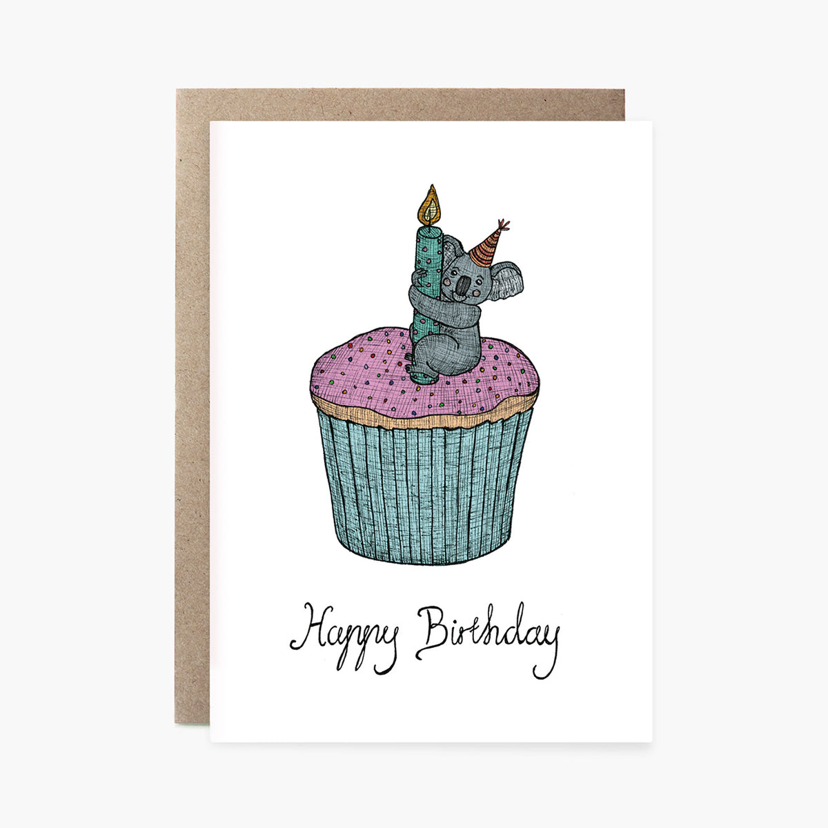 Koala Cupcake - Australian Birthday Card