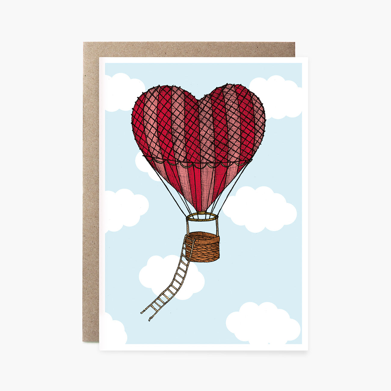 Love Heart Hot Air Balloon - Loving Card