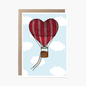 Love Heart Hot Air Balloon - Loving Card