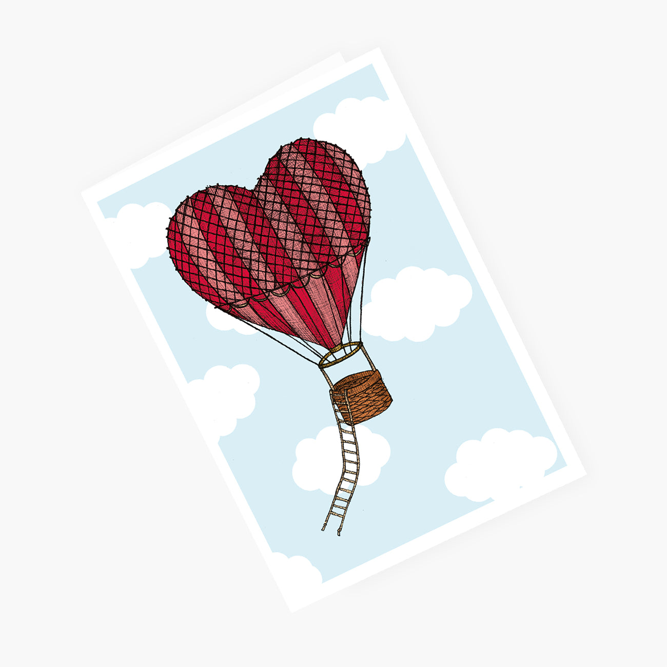 Love Heart Hot Air Balloon - Loving Card