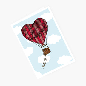 Love Heart Hot Air Balloon - Loving Card