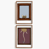 Two framed illustrations of a mouse on a white background