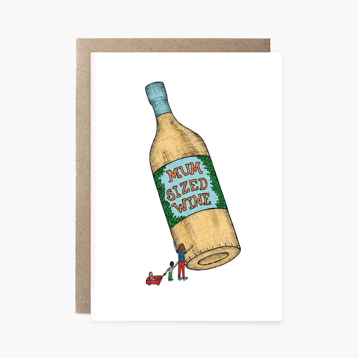 Mum Sized Wine - Greeting Card