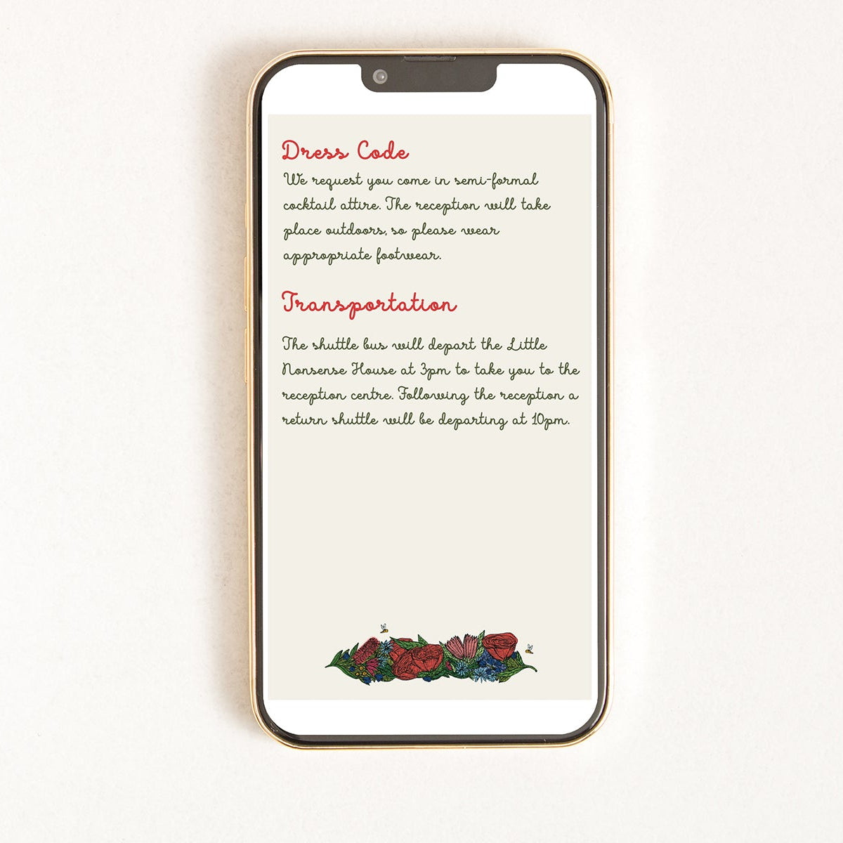 Digital invitation for a wedding with a floral wreath