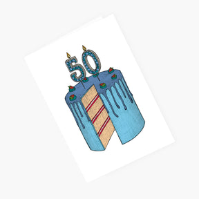 Fiftieth Birthday Cake - 50th Birthday Card