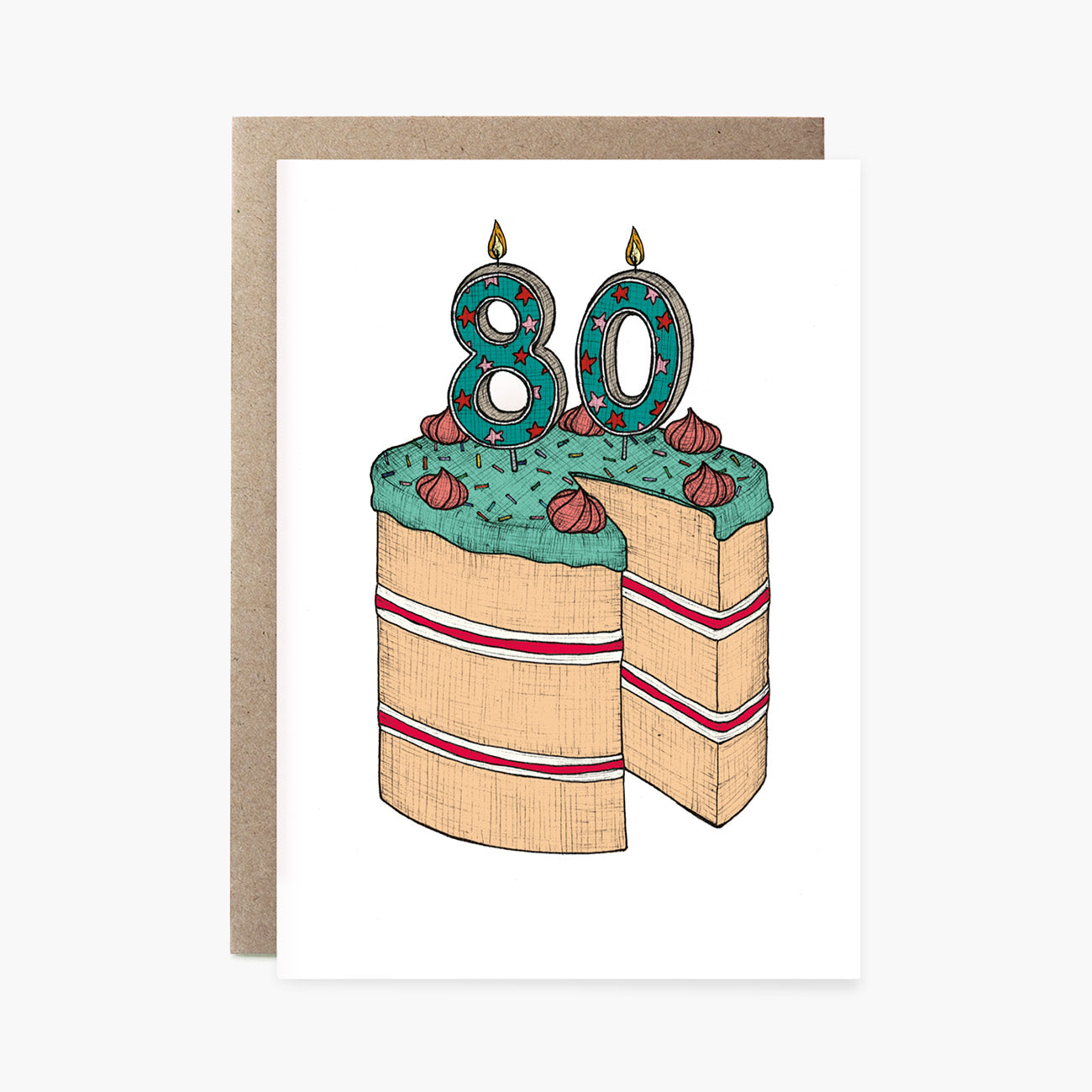 Eightieth Birthday Cake - 80th Birthday Card