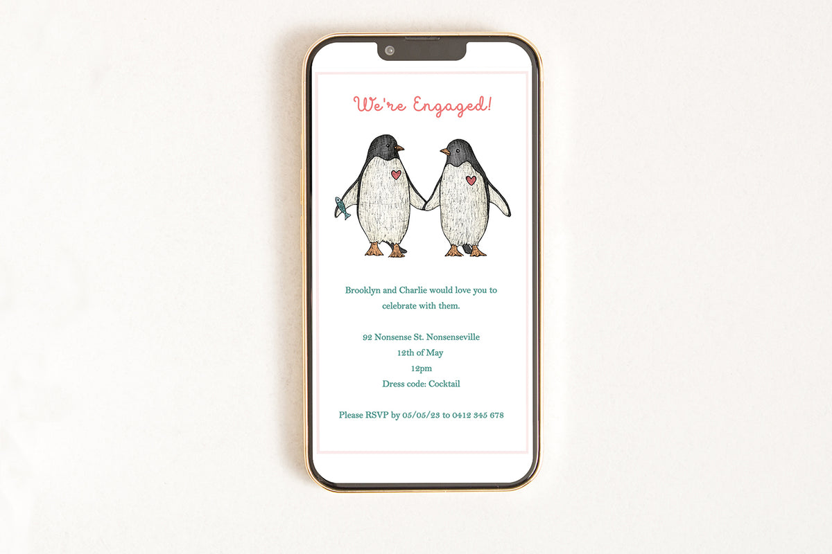 Penguin Love - Digital Invitation