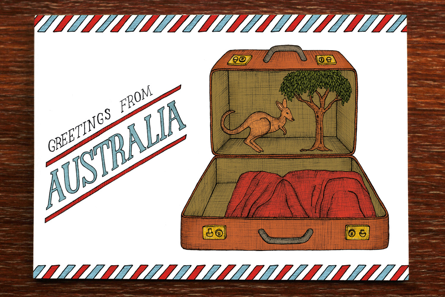 Kangaroo Suitcase - Australian Postcard