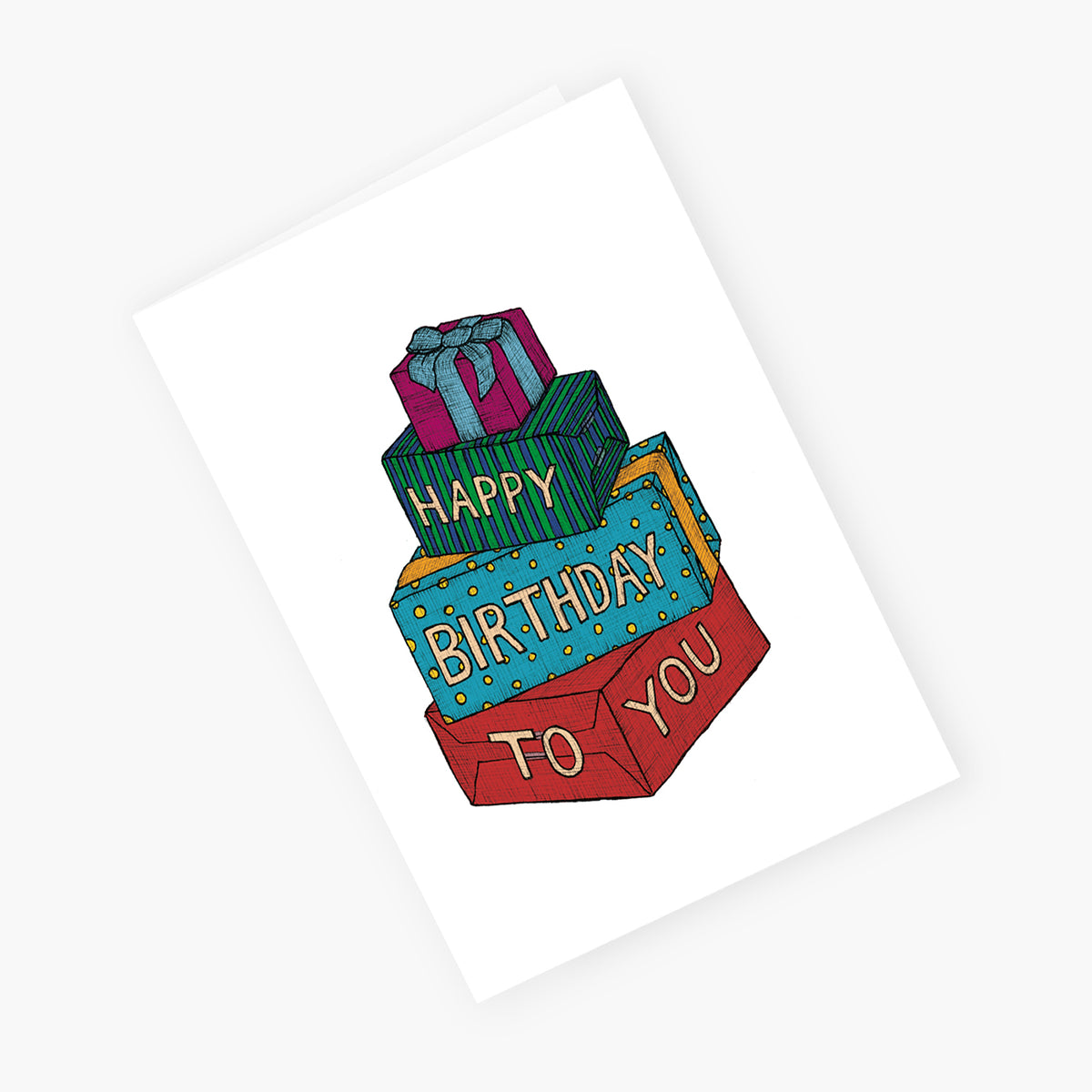Stack of Gifts - Happy Birthday Card