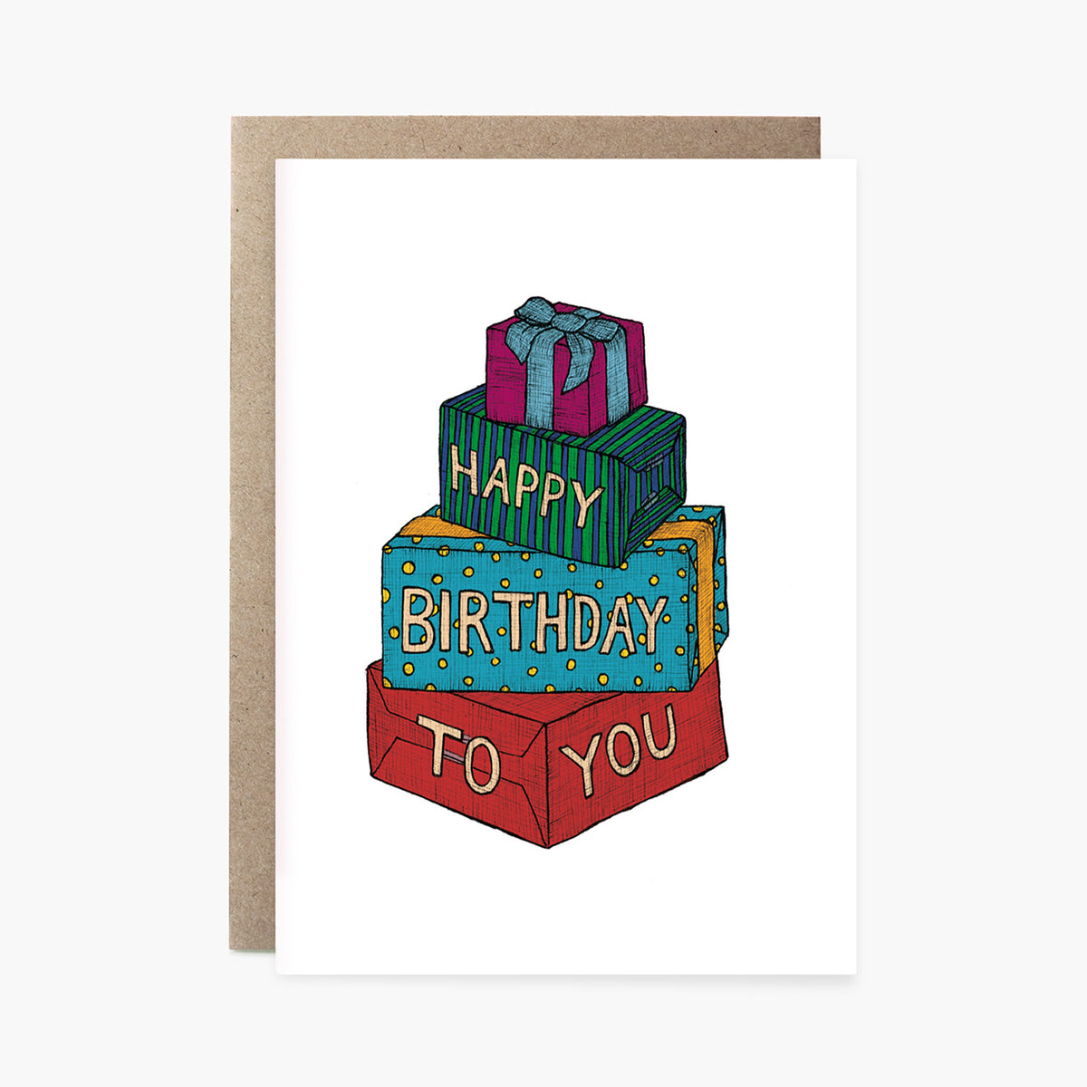 Stack of Gifts - Happy Birthday Card