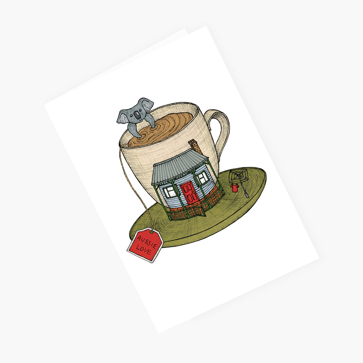 Teacup Koala House - Australian Greeting Card
