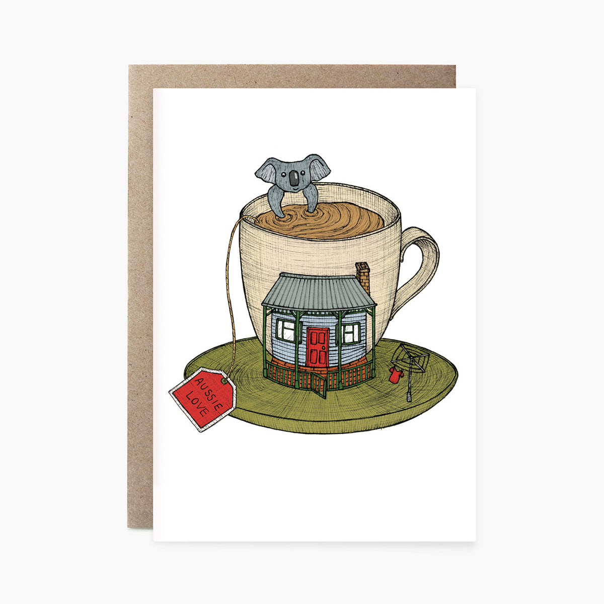 Teacup Koala House - Australian Greeting Card