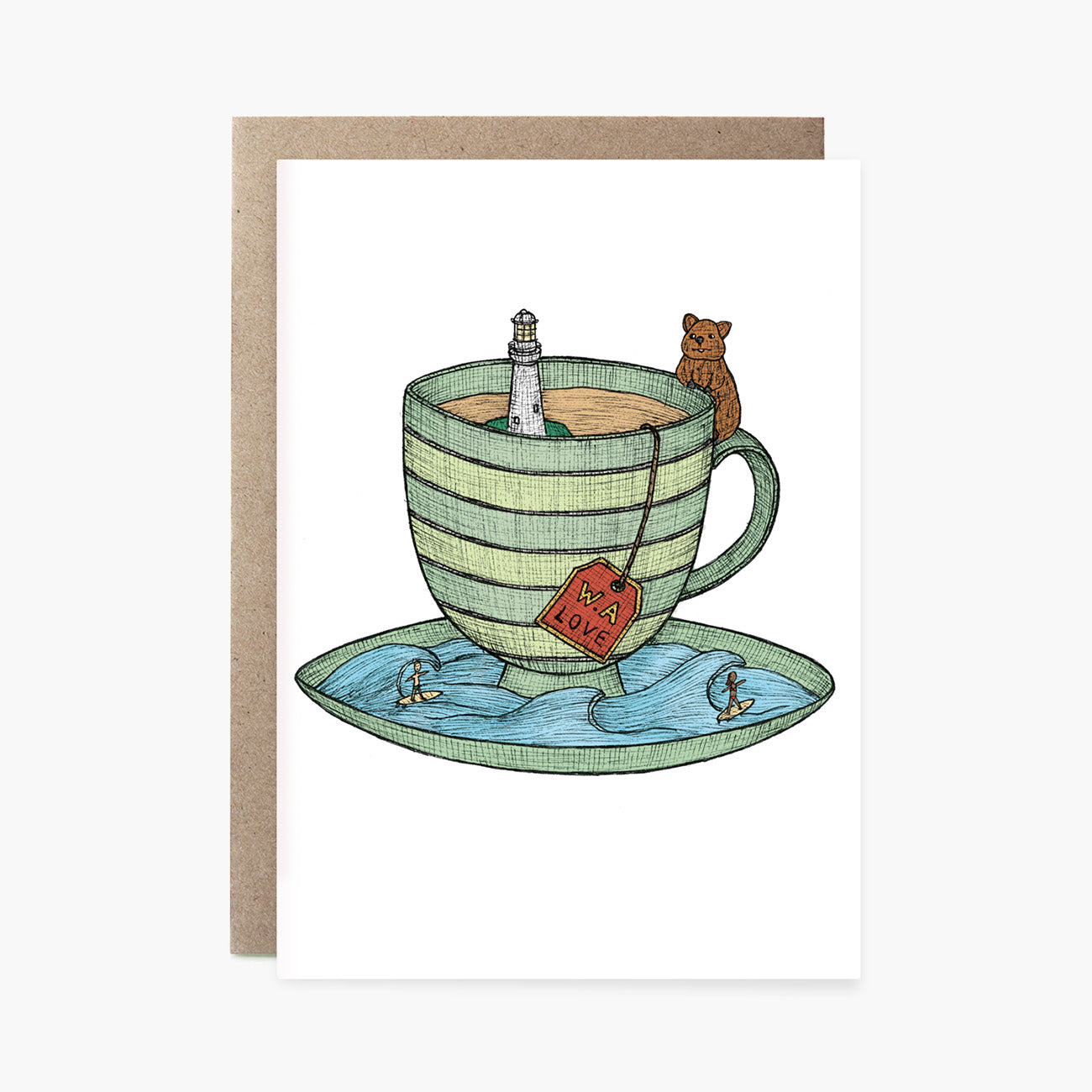 Western Australia Teacup - Australian Greeting Card