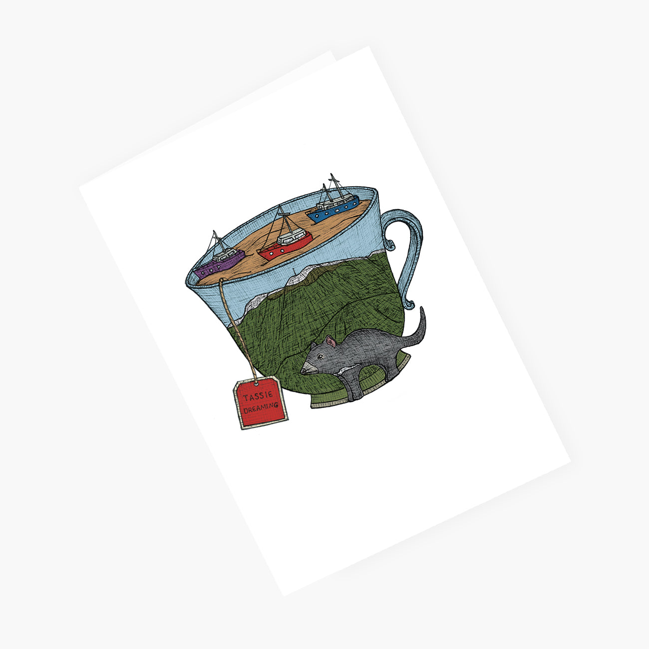 Tassie Teacup - Australian Greeting Card