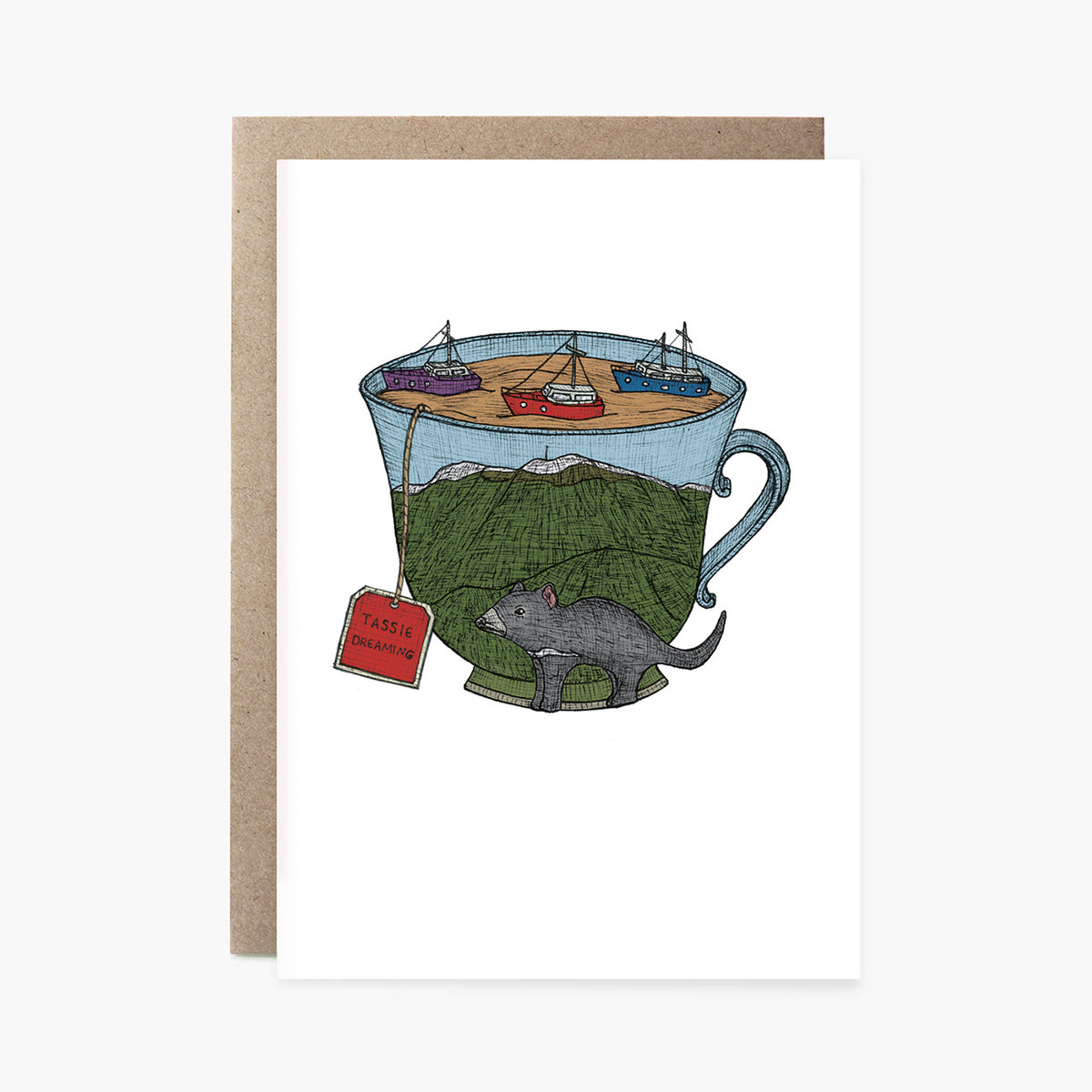 Tassie Teacup - Australian Greeting Card