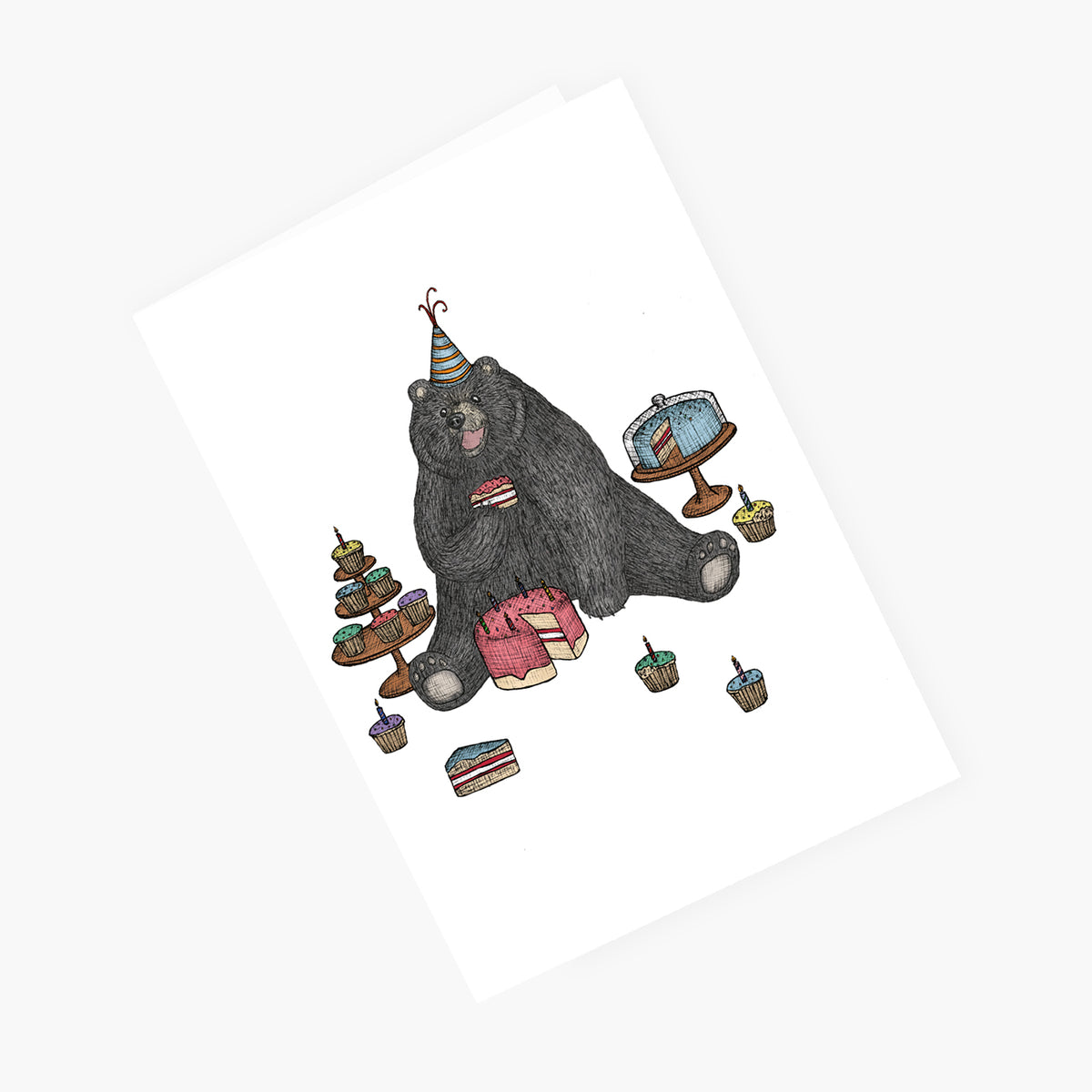 The Bear who Loves Cake - Happy Birthday Card