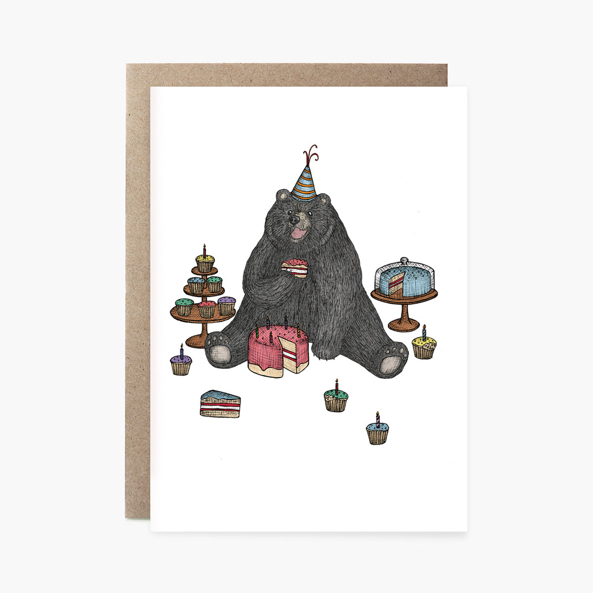 The Bear who Loves Cake - Happy Birthday Card