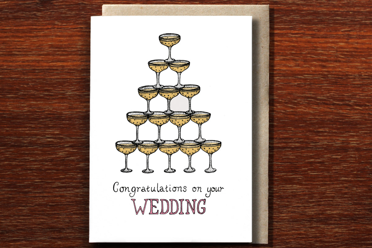 Champagne Tower - Congratulations Wedding Card