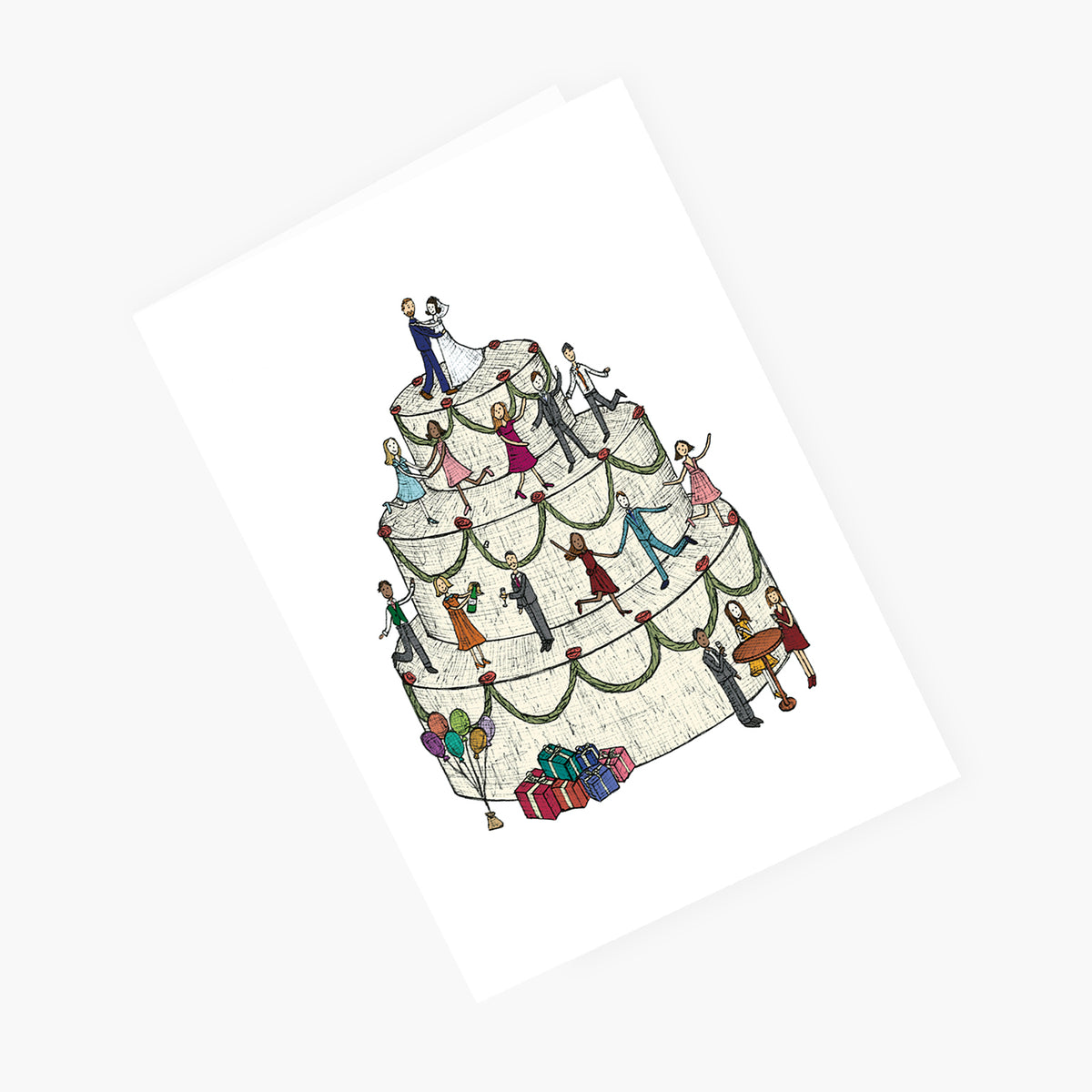 Wedding Cake Bride & Groom - Congratulations Wedding Card